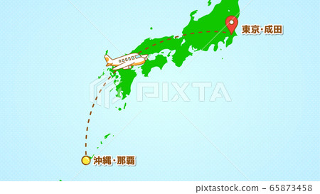 Illustration of simple airplane movement (from Naha-arriving at Narita) Illustration of simple airplane movement (from Naha-arriving at Narita) 65873458