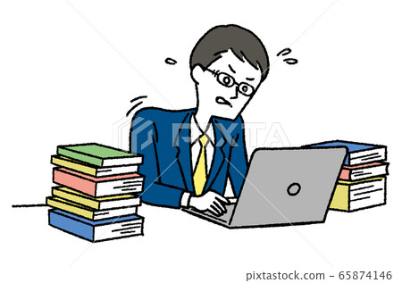 工作被追逐的男性商人 工作被追逐的男性商人 65874146