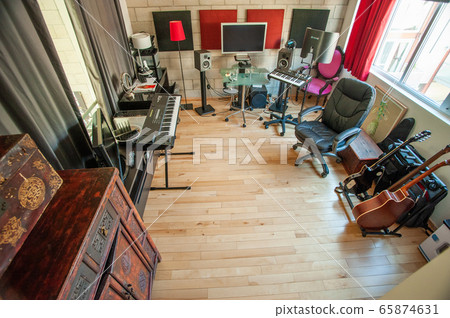 American music studio, recording studio, high angle American music studio, recording studio, high angle 65874631