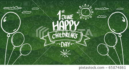 international childrens day cartoon doodle style green horizontal banner background. happy Children day greeting cad, icon or label. Cartoon kids day poster. Children day hand drawn banner design international childrens day cartoon doodle style green horizontal banner background. happy Children day greeting cad, icon or label. Cartoon kids day poster. Children day hand drawn banner design 65874861
