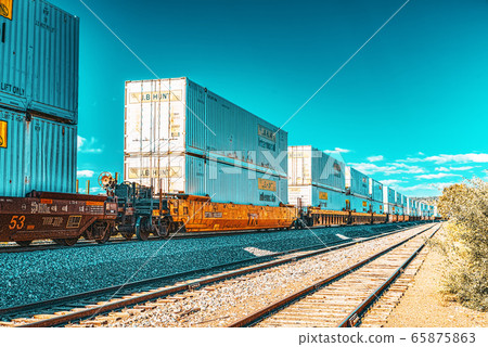 Freight train BNSF Railway Companies on a sunny Freight train BNSF Railway Companies on a sunny 65875863