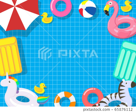 Pool party template with pool floats on swimming Pool party template with pool floats on swimming 65876112