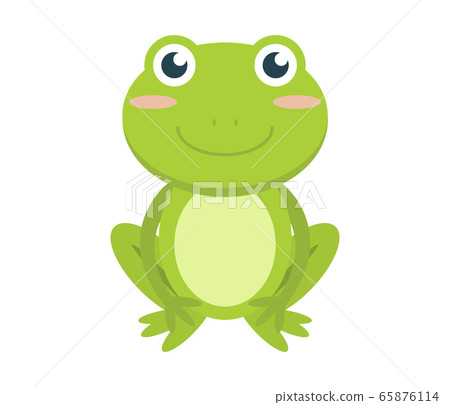 Cute green frog cartoon character  65876114