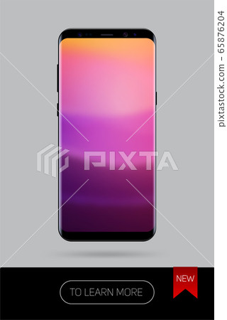 Vector smartphone, new version of modern mobile phone on black color isolated on grey background, Realistic illustration phone. Vector smartphone, new version of modern mobile phone on black color isolated on grey background, Realistic illustration phone. 65876204