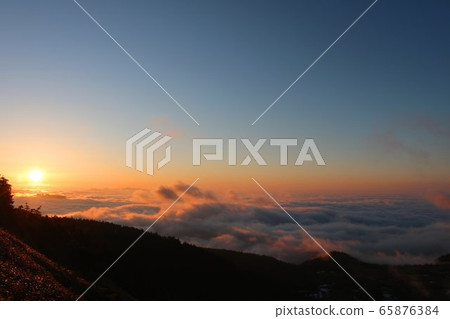 澀谷路線292上的日出和雲海黎明的風景 65876384