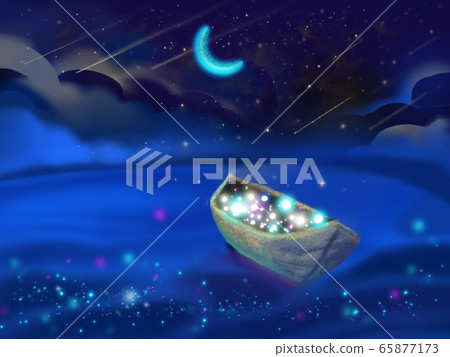 夜空船閃閃發光的星星 65877173