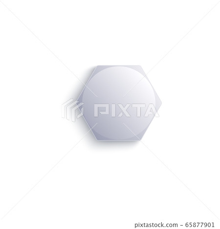 Hexagonal head of screw or bolt metal 3d realistic vector illustration isolated. 65877901
