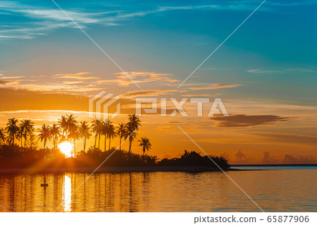 Perfect white beach with turquoise water at ideal island 65877906