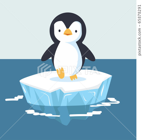 Cute baby penguin on ice floe vector - Stock Illustration [65878291 ...