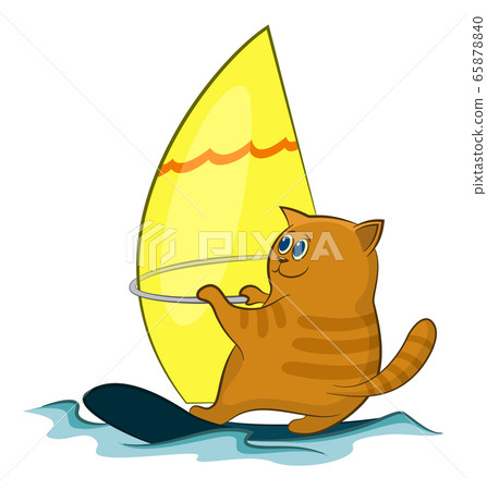 Cartoon Cat Windsurfer 65878840