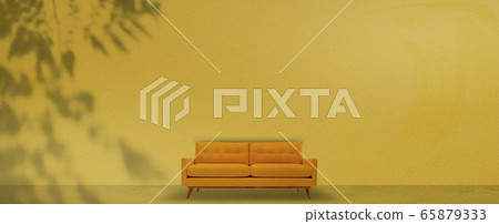 yellow room with yellow sofa minimal scene empty wall background 65879333