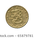 10 Euro cents coin of the Finland isolated on a white background. 65879781