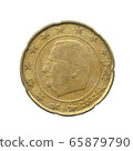 20 Euro cents coin of the Belgium isolated on a white background. 65879790