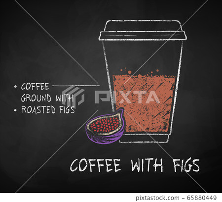 Chalk drawn sketch of Coffee with Figs recipe 65880449
