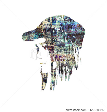 Contemporary art fashion woman portrait. Beautiful female face on newspaper texture Contemporary art fashion woman portrait. Beautiful female face on newspaper texture 65880492
