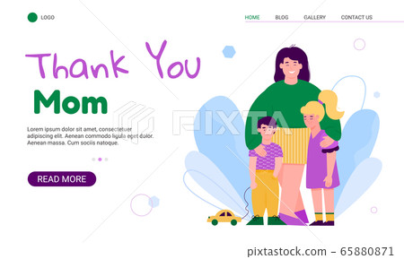 Mother with children in web banner for Mothers day cartoon vector illustration. Mother with children in web banner for Mothers day cartoon vector illustration. 65880871