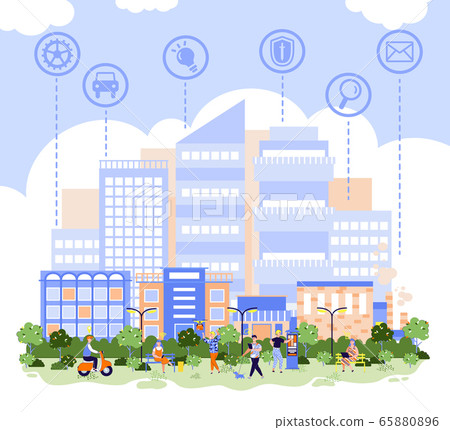 Smart city background a modern cityscape with... - Stock Illustration  [65880896] - PIXTA