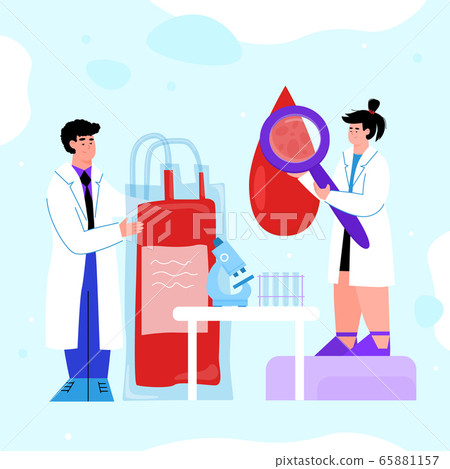 Blood donation. Flat vector illustration of a medical blood test. Blood donation. Flat vector illustration of a medical blood test. 65881157