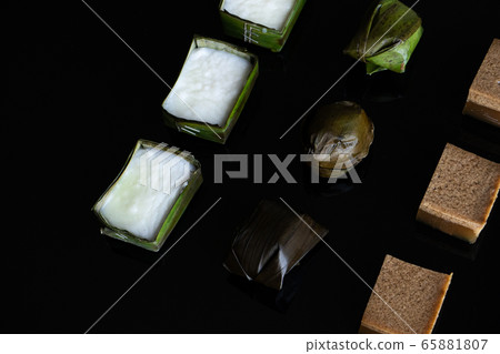 Malaysian food. chocolate jelly, kuih koci, and 65881807