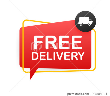 Free delivery. Badge with truck. Vector stock illustrtaion. Free delivery. Badge with truck. Vector stock illustrtaion. 65884101
