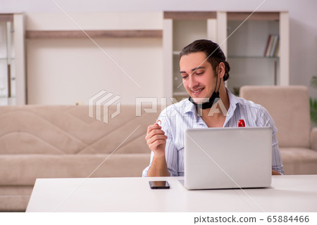 Young man in love during pandemic disease 65884466
