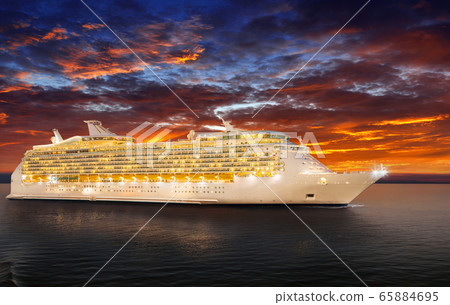 Cruise ship sailing to port Cruise ship sailing to port 65884695