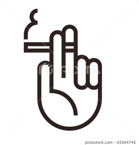Hand holding burning cigarette icon Hand holding burning cigarette icon 65884748