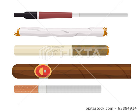 Smoking cigarette and cigar set isolated on white 65884914