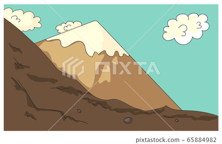 Cartoon mountains rock valley cliff in highlands Cartoon mountains rock valley cliff in highlands 65884982
