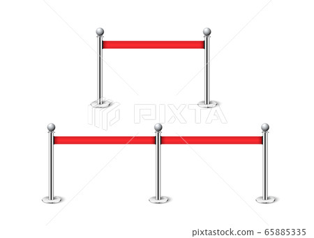 Fencing red rope exclusive entrance event vector pole barrier celebrity metal vip line. 65885335