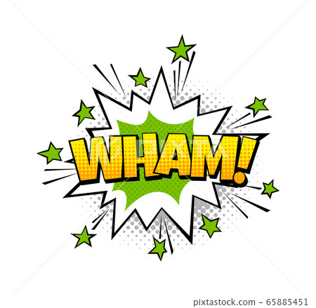 Speech bubble Wham. Vector pop art balloon with effect of bang boom or explosion from art comic book 65885451