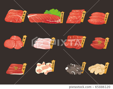 Grilled meat part plate set 65886120