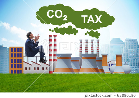 Businessman in carbon tax concept Businessman in carbon tax concept 65886186