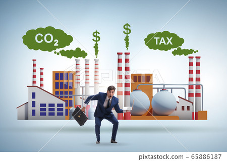 Businessman in carbon tax concept Businessman in carbon tax concept 65886187