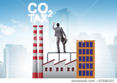 Businessman in carbon tax concept Businessman in carbon tax concept 65886205