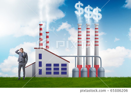 Businessman in carbon tax concept 65886206