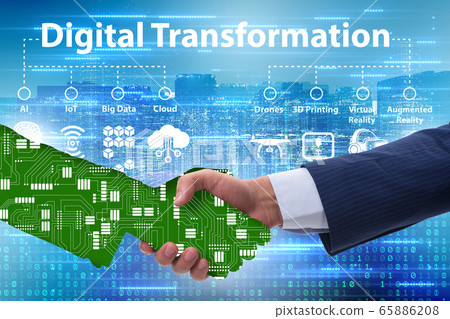 Digital transformation concept with handshake Digital transformation concept with handshake 65886208
