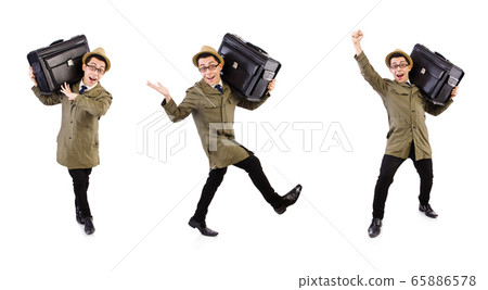 Young man with briefcase isolated on white Young man with briefcase isolated on white 65886578