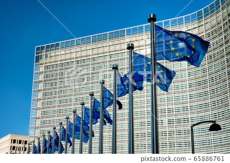 EU flags in front of European Commission 65886761