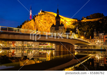 Night view of Dinant town, Belgium 65886762