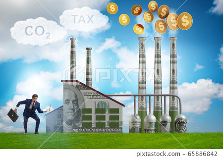 Businessman in carbon tax concept 65886842