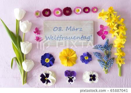 Flat Lay With Spring Flower Blossoms, Flat Lay With Spring Flower Blossoms, 65887041