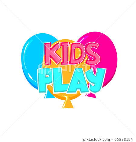 Kids zone comic text badge on splash sticker. 65888194