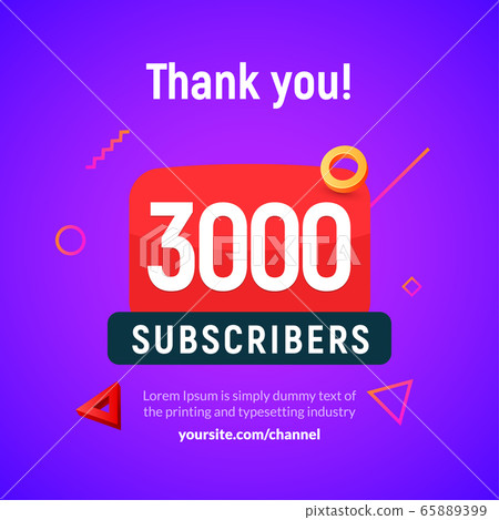 3000 followers vector post 3k celebration. Three thousand subscribers followers thank you 65889399