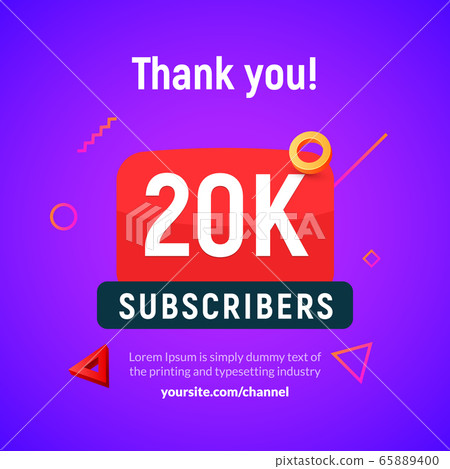 20000 followers vector post 20k celebration. Twenty thousands subscribers followers thank you 65889400