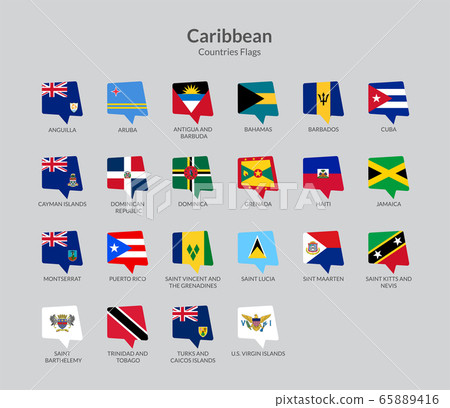 Caribbean Countries Countries Flag Icons Stock Illustration