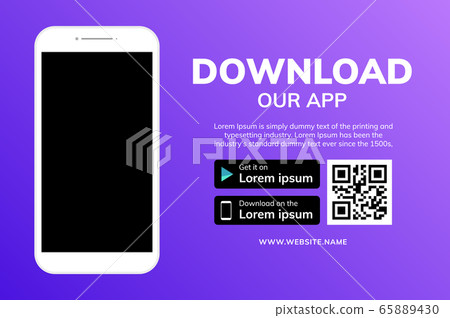 Cellphone download app landing page. Smartphone download our app mobile device banner 65889430