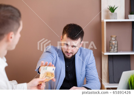Business man refusing money to take the bribe the concept of corruption and anti bribery 65891426
