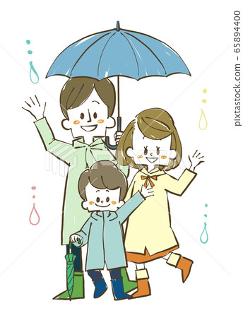 一家三口在雨天 65894400