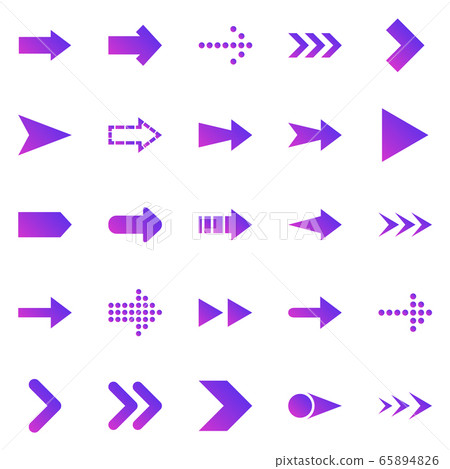 Arrow gradient icons on white background Arrow gradient icons on white background 65894826